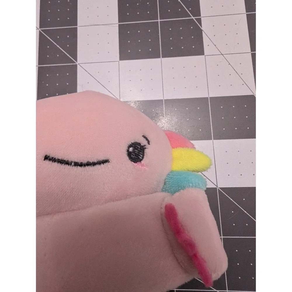 Axolotl hugger stuffed toy Top Trenz 6 inch love heart on tummy pink rainbow